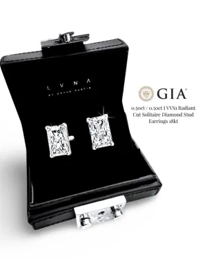 #LUNA | 0.50ct / 0.50ct I VVS Radiant Solitaire Diamond Earrings 18kt GIA Certified