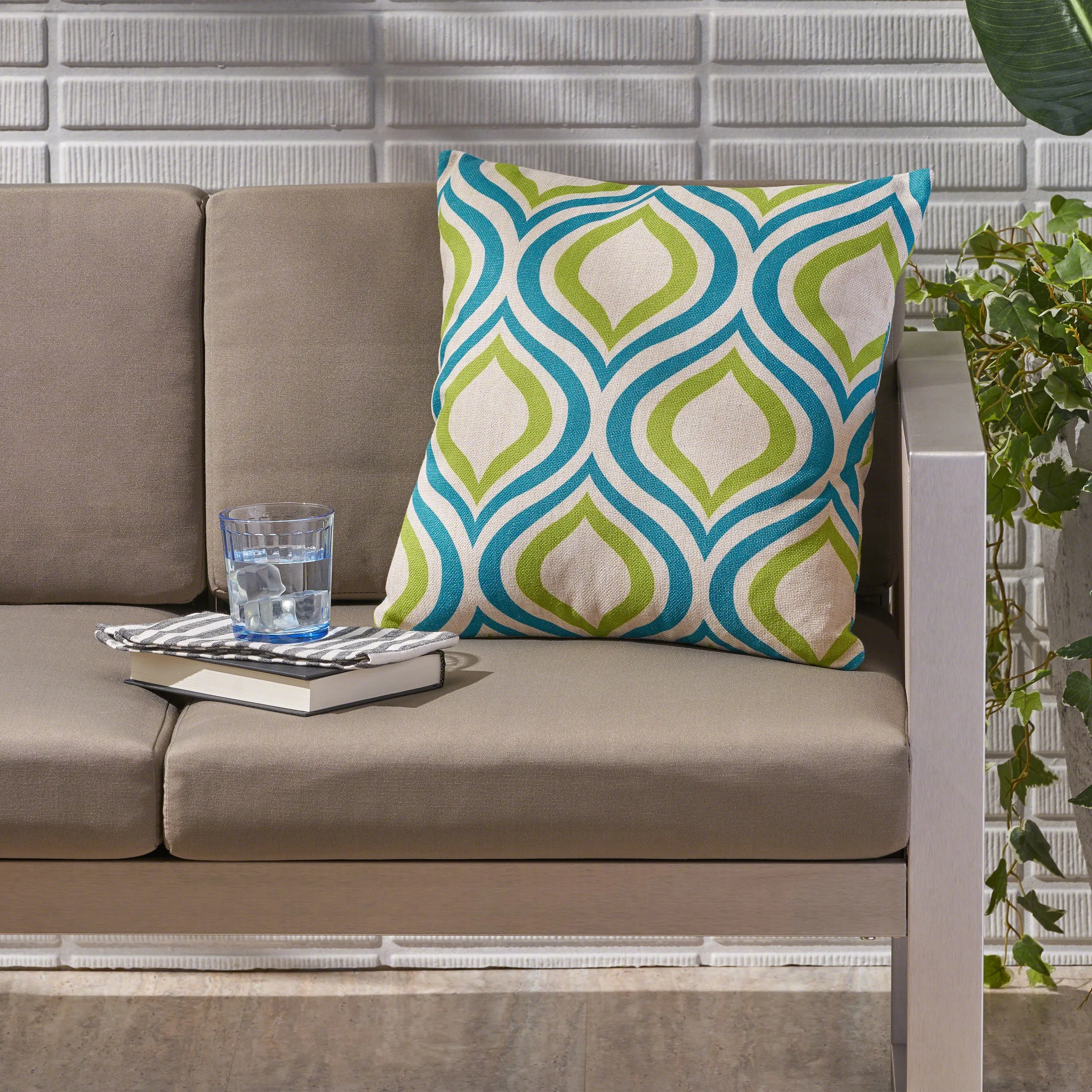 Mabel Outdoor Ikat Water Resistant 18" Square Pillow