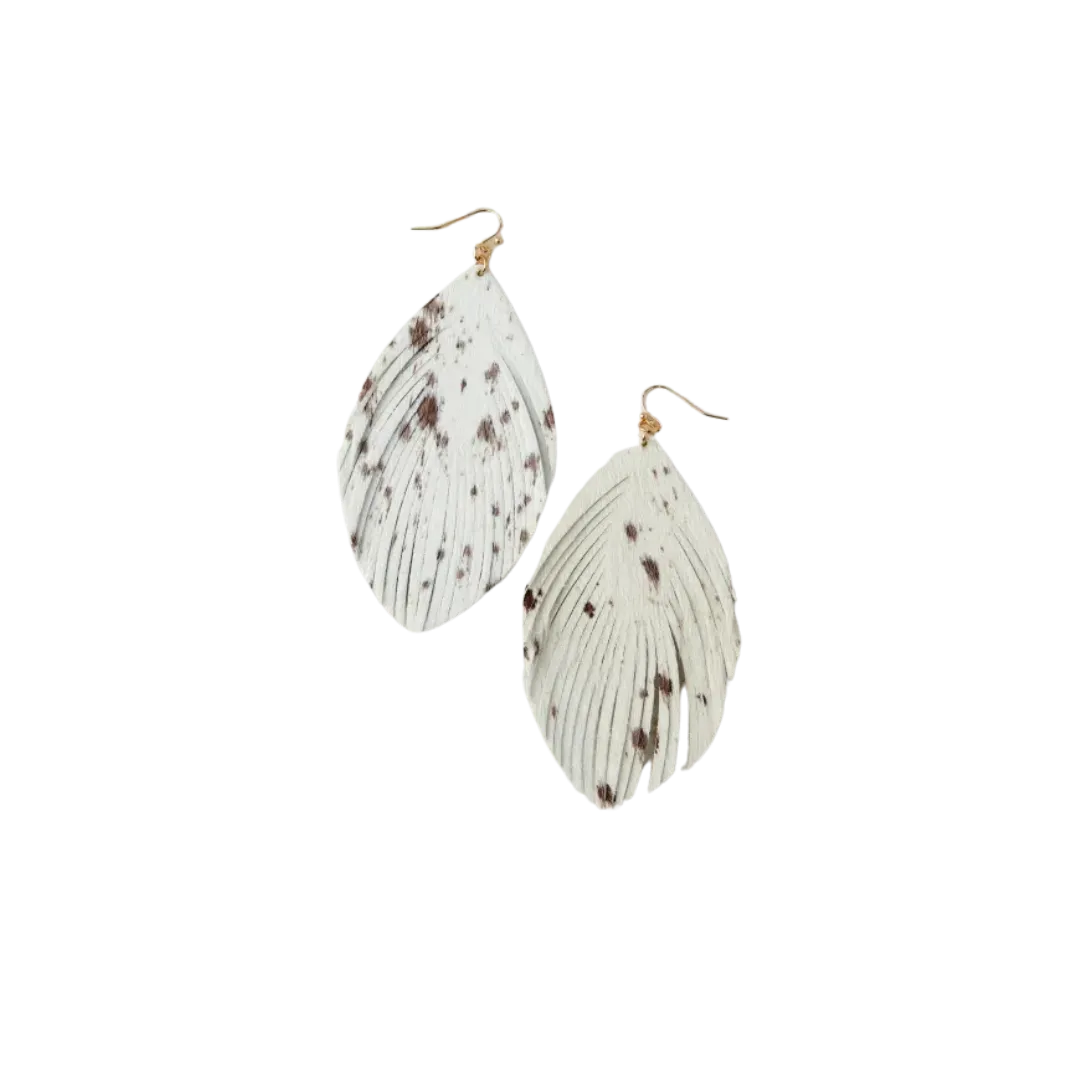 M&F Women's Blazin Roxx Cream & Cinnamon Fringed Teardrop Leather Earrings