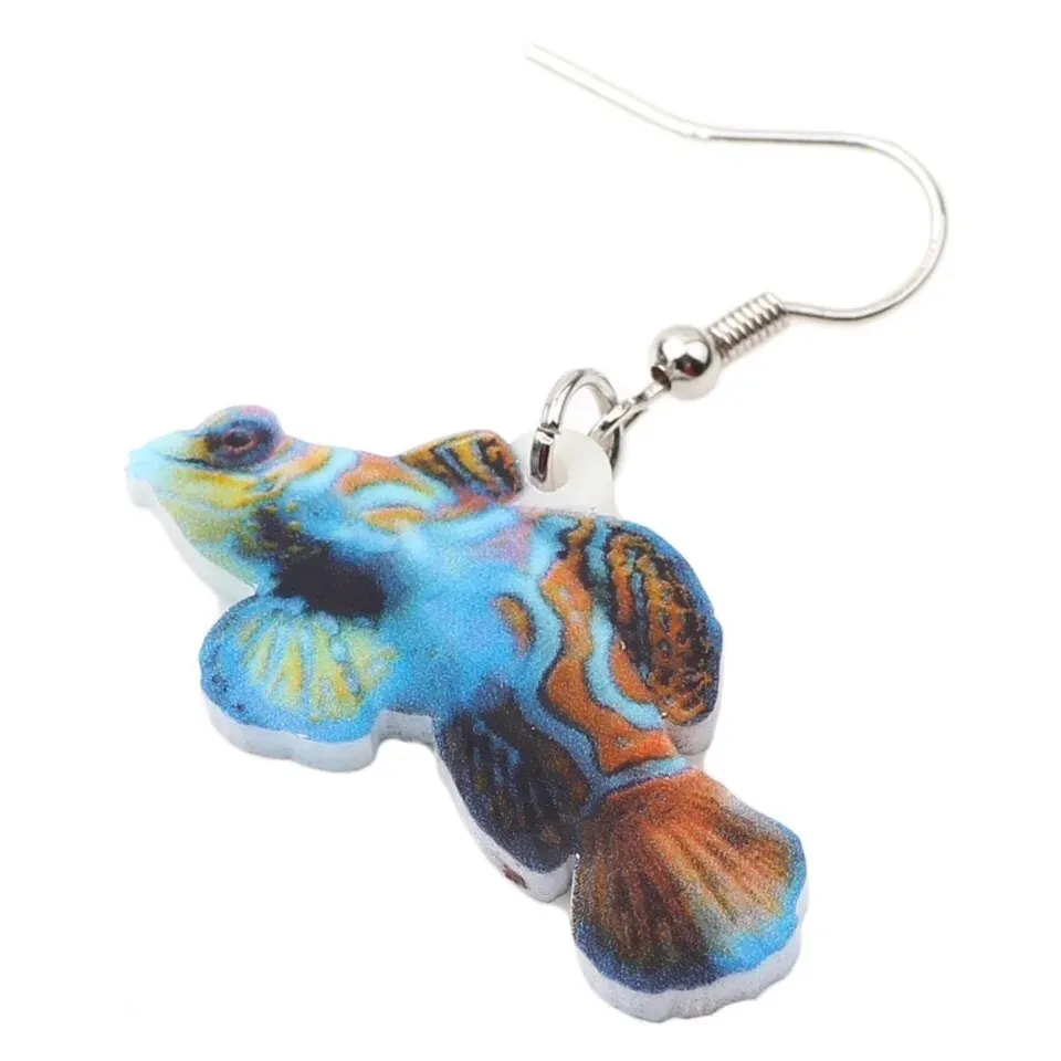 Mandarin Fish Earrings - blue or green