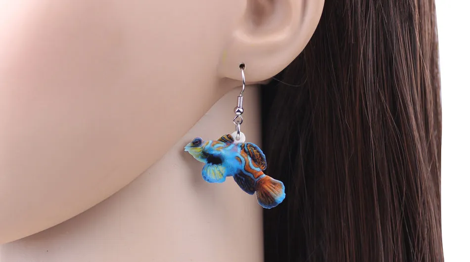 Mandarin Fish Earrings - blue or green