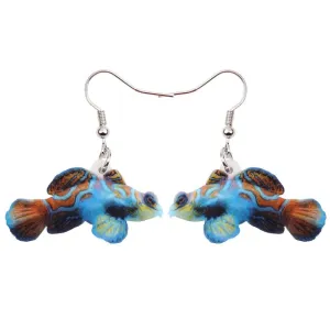 Mandarin Fish Earrings - blue or green