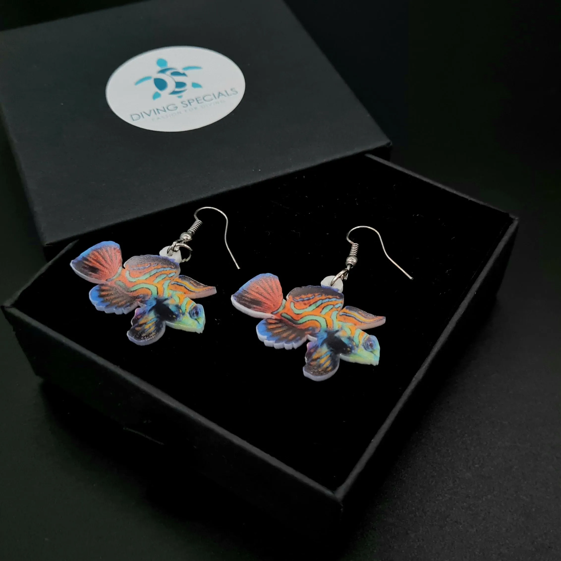 Mandarin Fish Earrings - blue or green