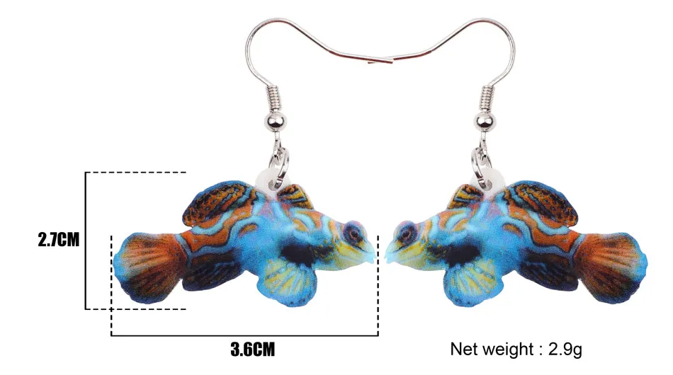 Mandarin Fish Earrings - blue or green