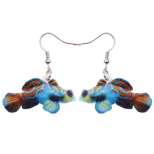 Mandarin Fish Earrings - blue or green