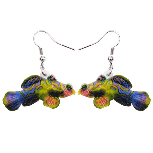 Mandarin Fish Earrings - blue or green