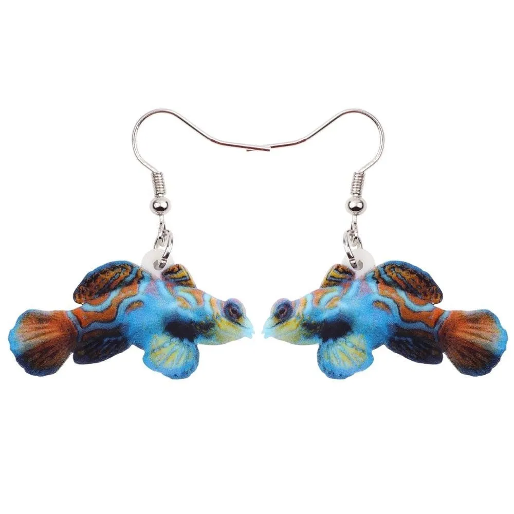 Mandarin Fish Earrings - blue or green