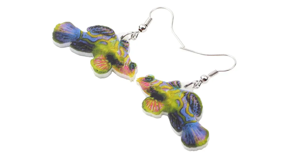 Mandarin Fish Earrings - blue or green