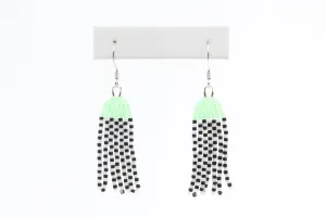 Mint and Checkerboard Beaded Earrings