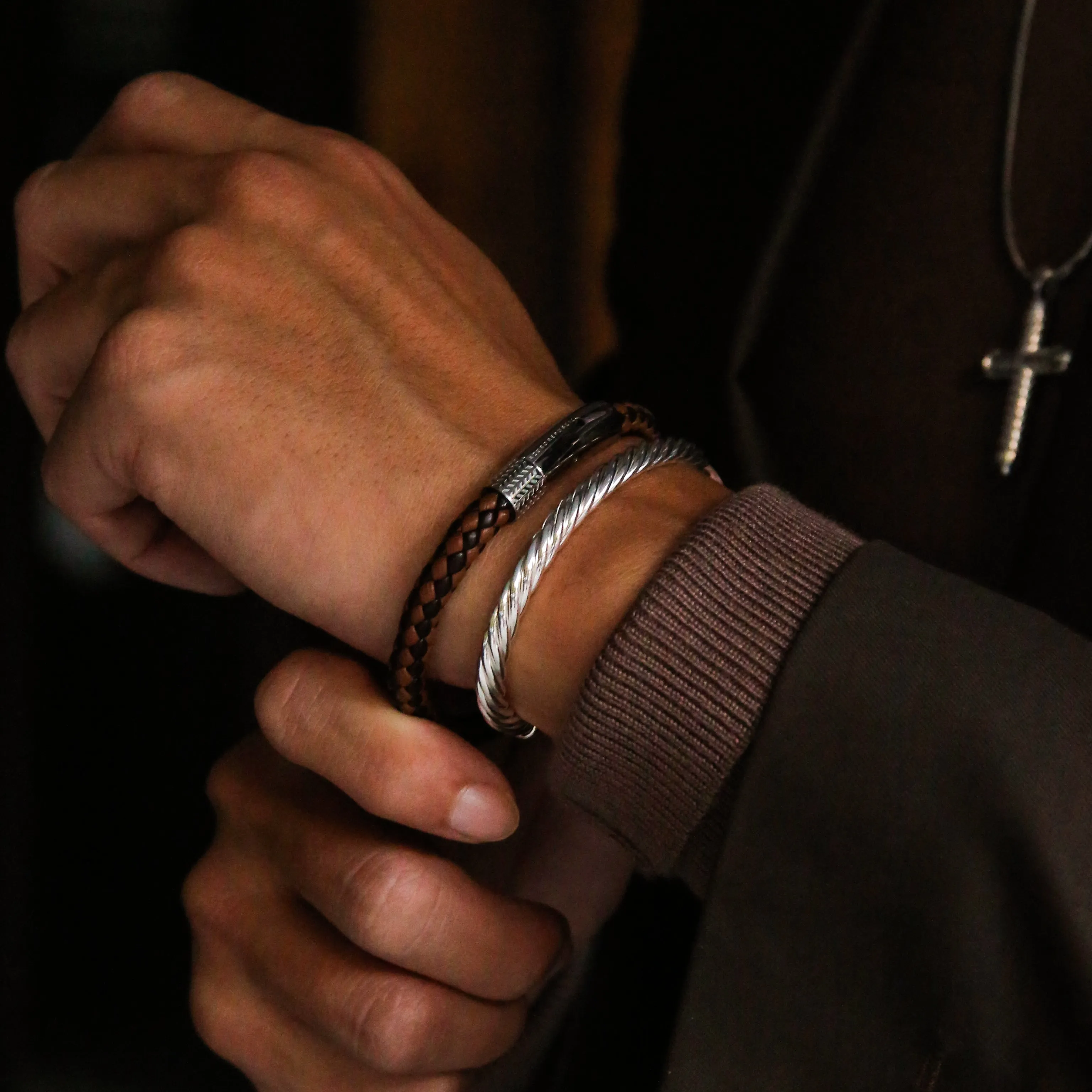 Mixed Brown Leather Bracelet