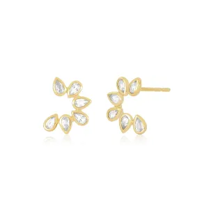 Multi White Quartz Pear Stud Earrings