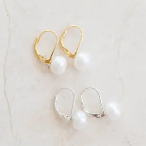 Pearl Studs on Lever Back Earrings | Timeless Elegance with a Modern Twist | By Pearly Girls