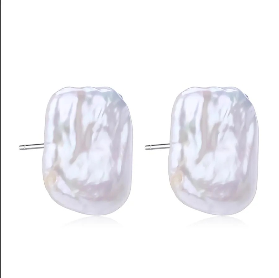 Pink Baroque Freshwater Pearl Stud Earrings