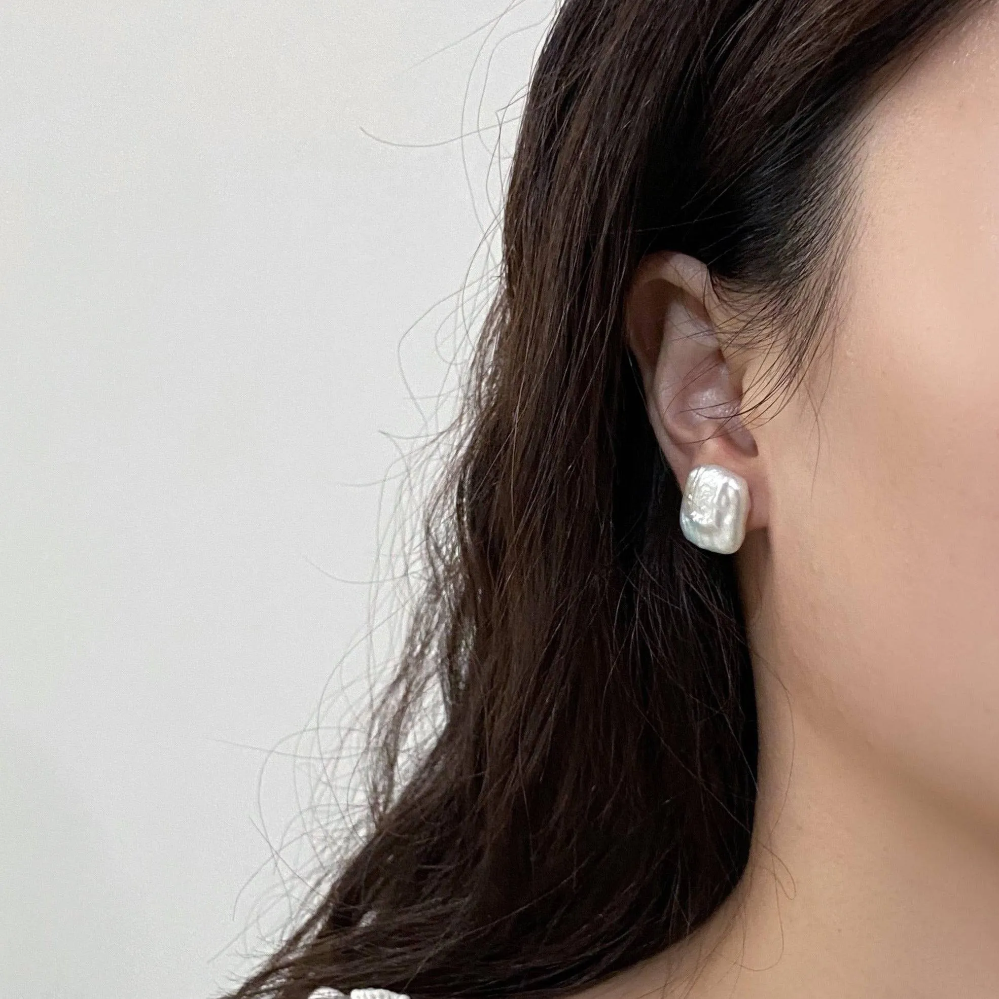 Pink Baroque Freshwater Pearl Stud Earrings