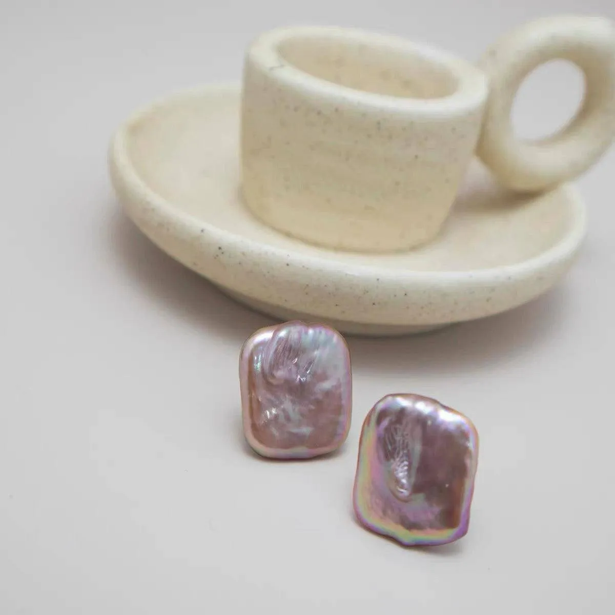 Pink Baroque Freshwater Pearl Stud Earrings