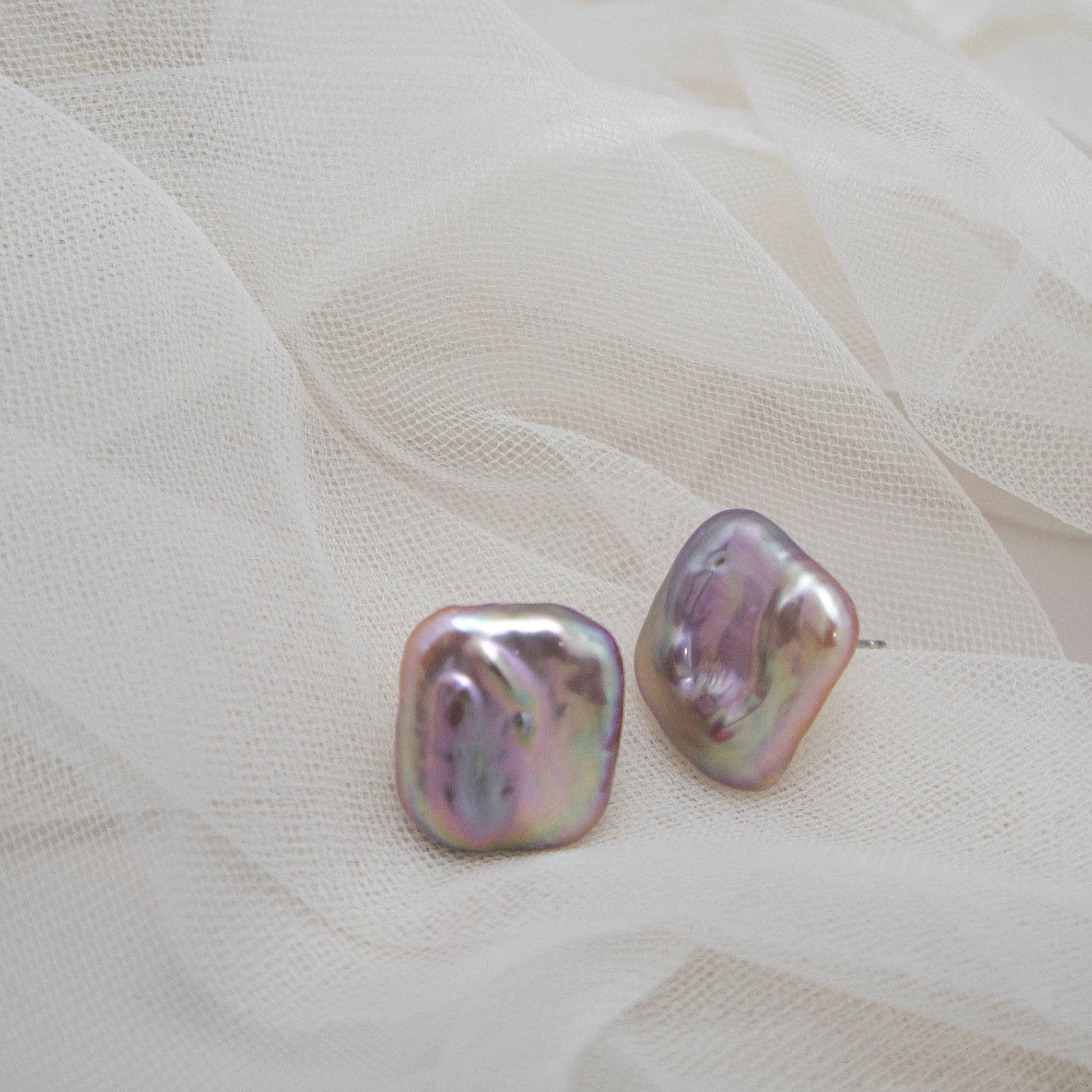 Pink Baroque Freshwater Pearl Stud Earrings