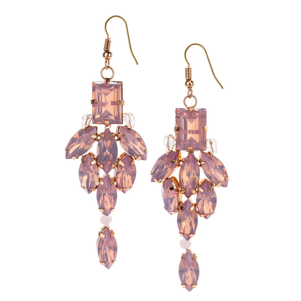 Pink Opal Gem Drop Earrings