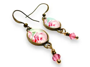 Pink Rose Dangle Earrings