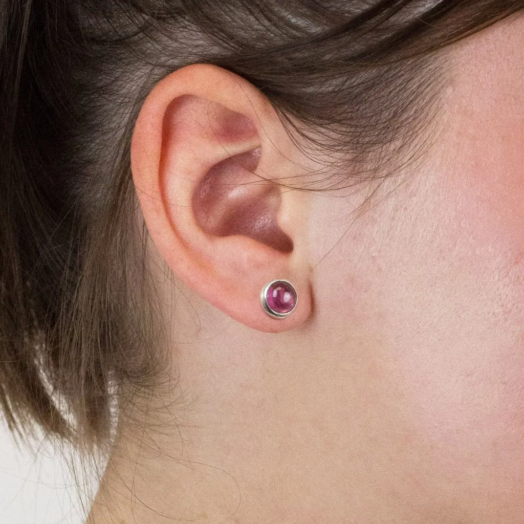 Pink Tourmaline Stud Earrings