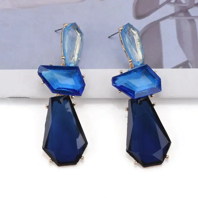 Pre Order:  Multilayer Geometric Resin Drop Earrings