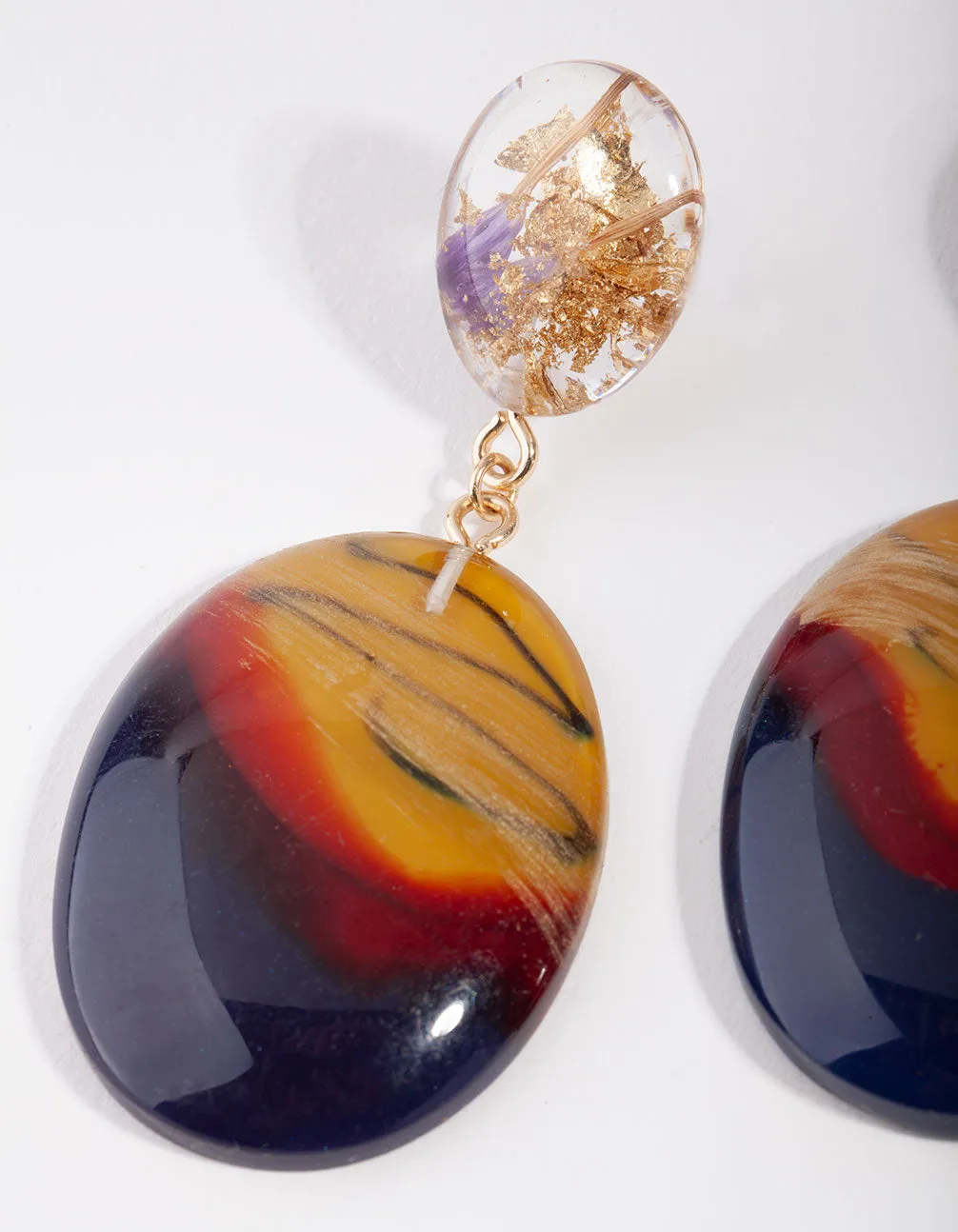 Resin Trapped Flower Earrings