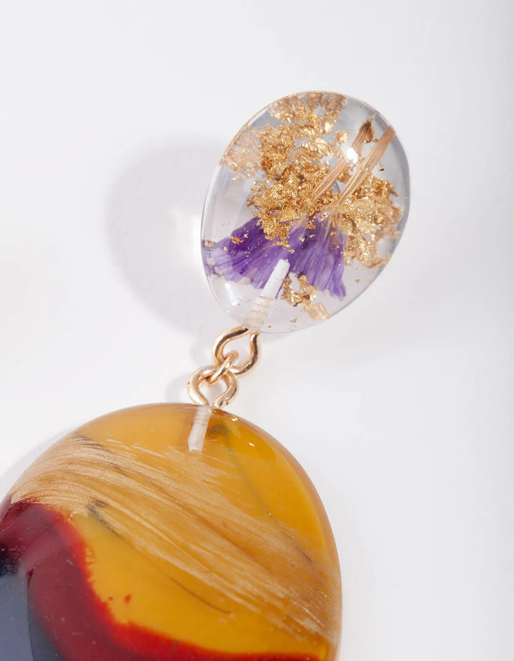 Resin Trapped Flower Earrings