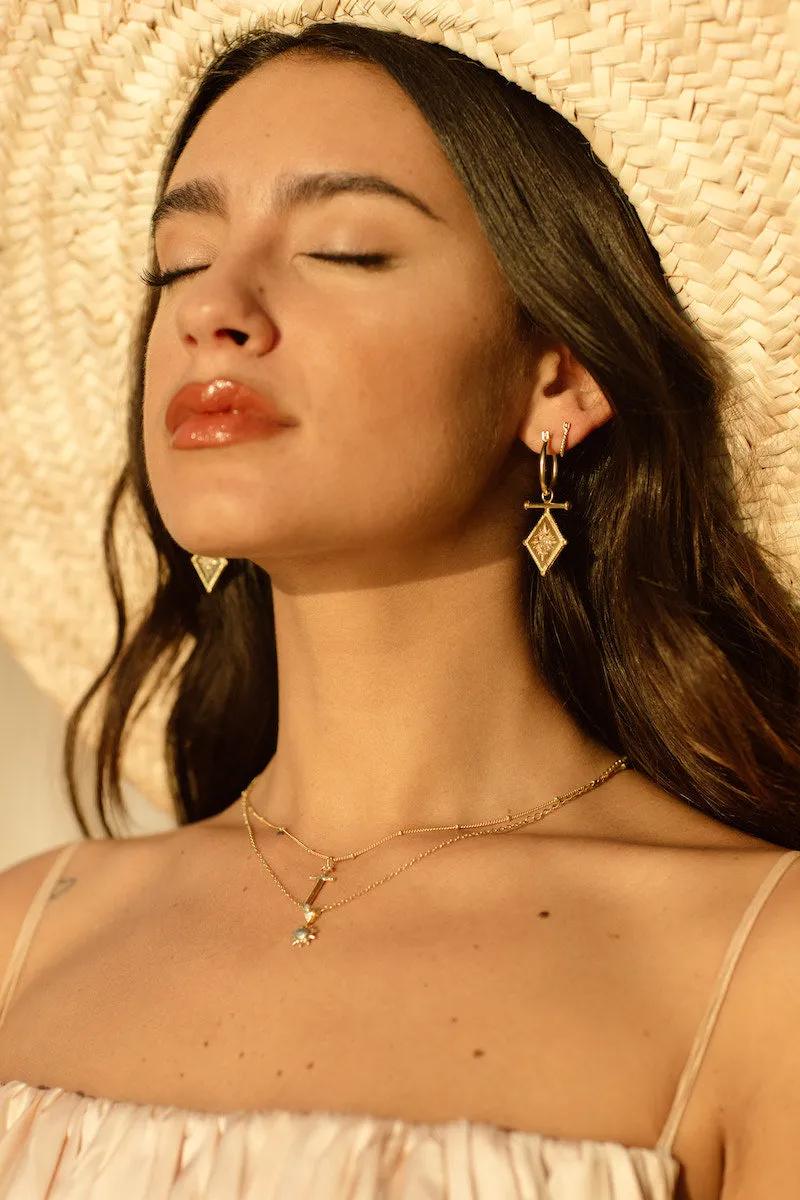 Romeo Gold Rainbow Moonstone Earrings