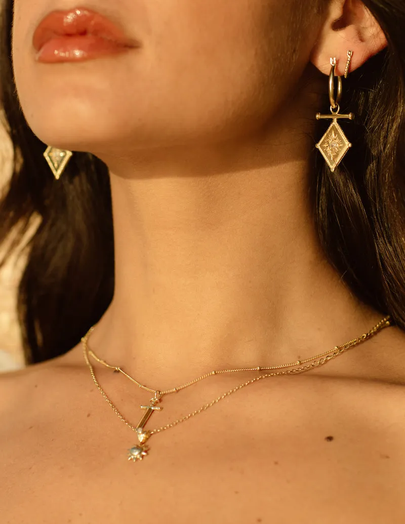 Romeo Gold Rainbow Moonstone Earrings