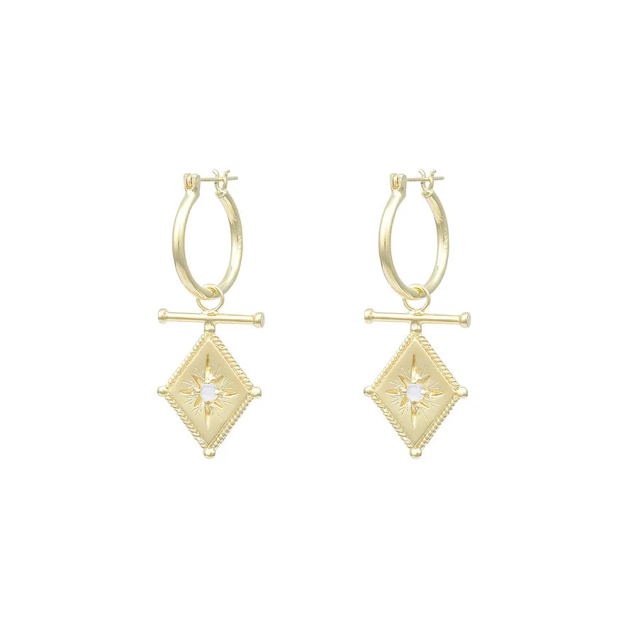 Romeo Gold Rainbow Moonstone Earrings