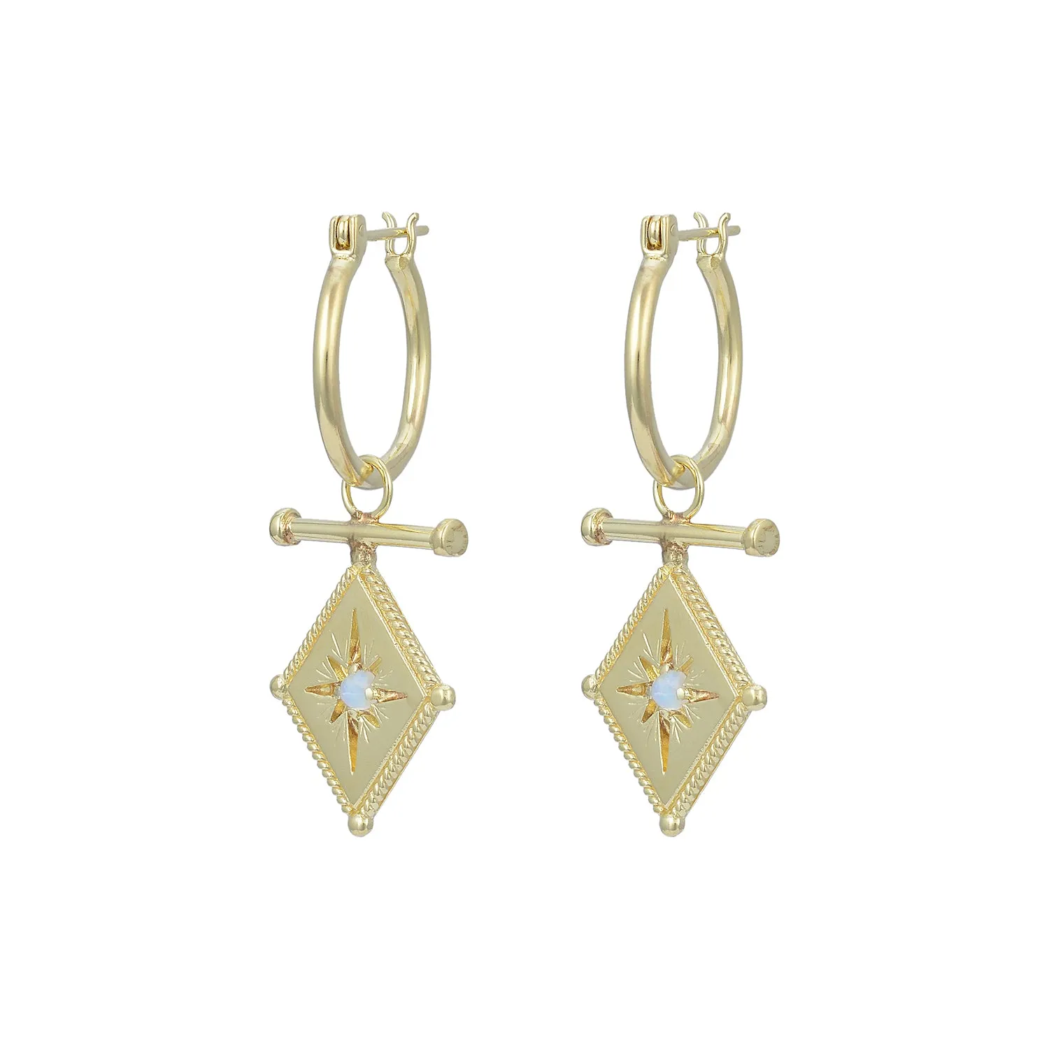 Romeo Gold Rainbow Moonstone Earrings