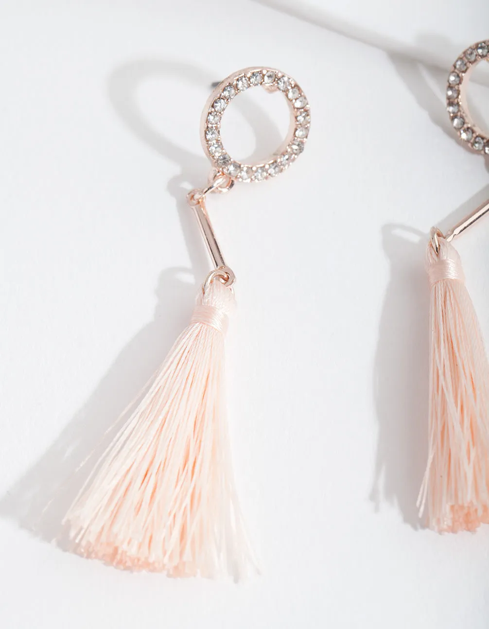 Rose Gold Diamante Tassel Earrings