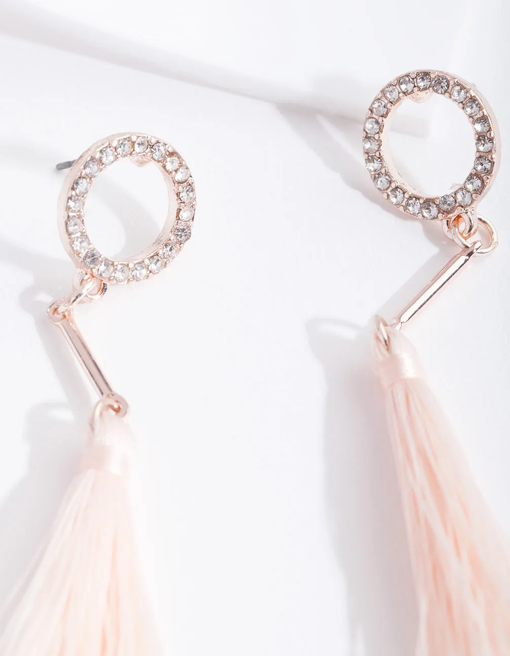 Rose Gold Diamante Tassel Earrings