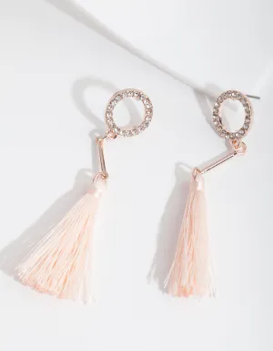 Rose Gold Diamante Tassel Earrings