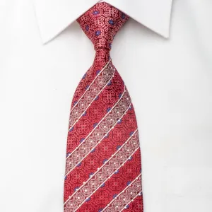 Roygen Men's Silk Tie Cartouche On Burgundy Sparkling With Rhinestones