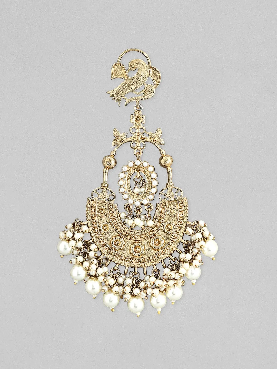 Rubans 22k Gold-Plated Handcrafted Pearls Chandbali Earrings
