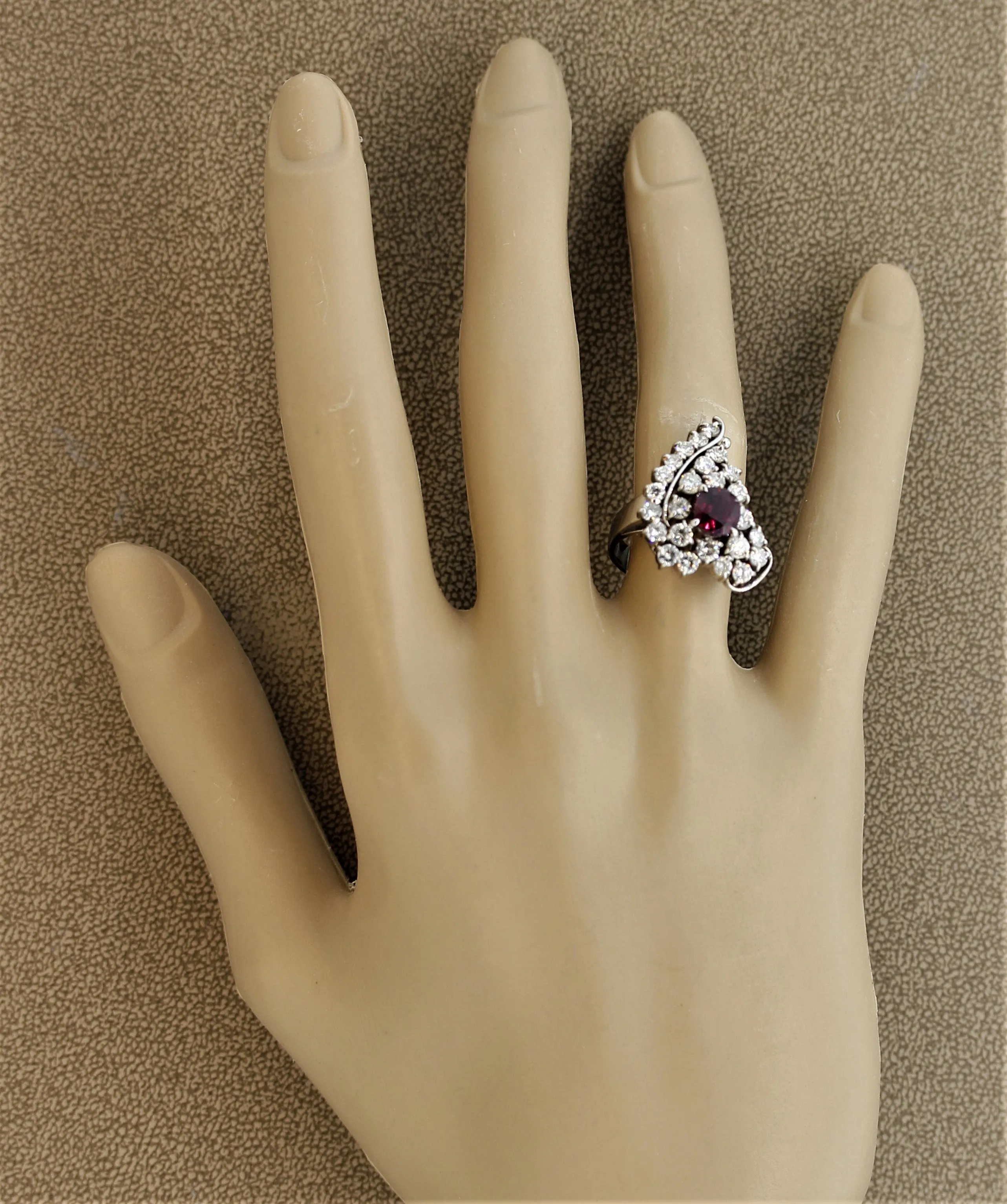 Ruby Diamond Platinum Heart Ring
