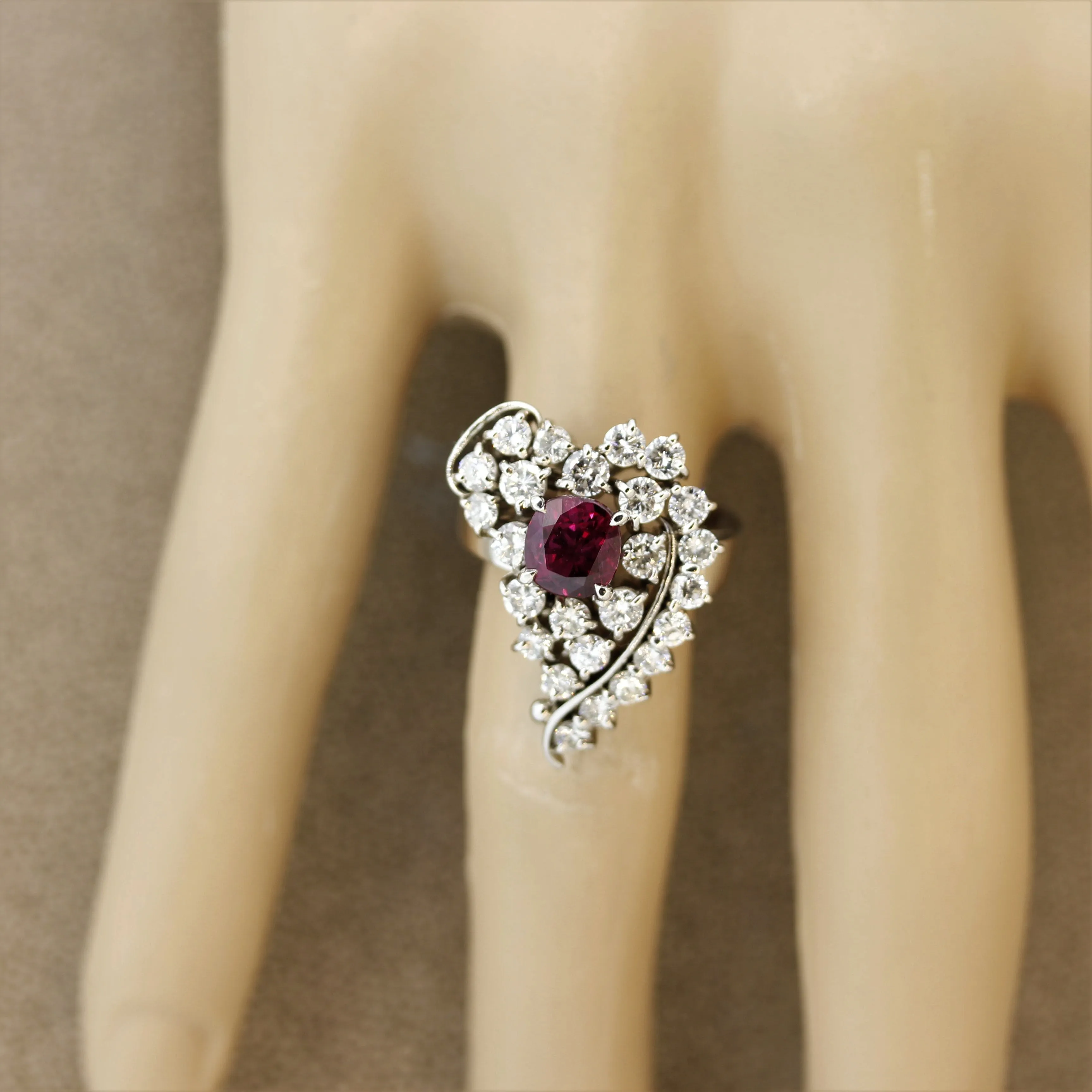 Ruby Diamond Platinum Heart Ring