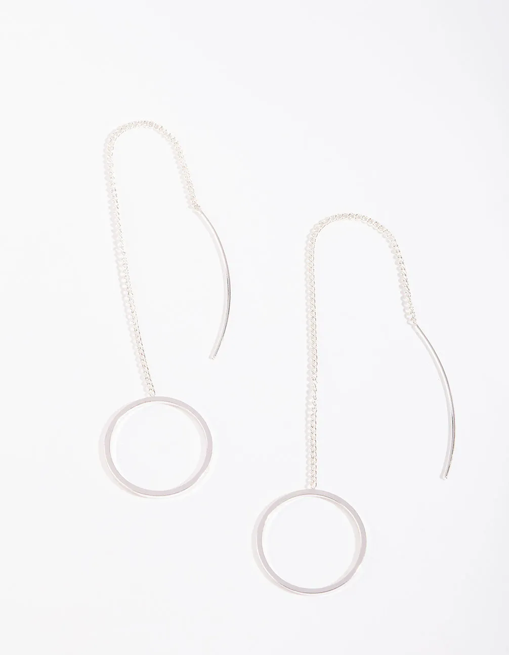 Silver Circle Thread Earrings