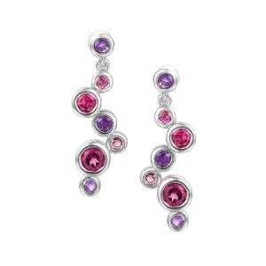 Silver Multi Gem Bubble Earrings