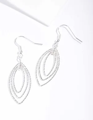 Silver Textured Layered Geo Earrings