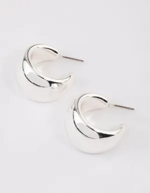 Silver Wide Chubby Hoop Earrings