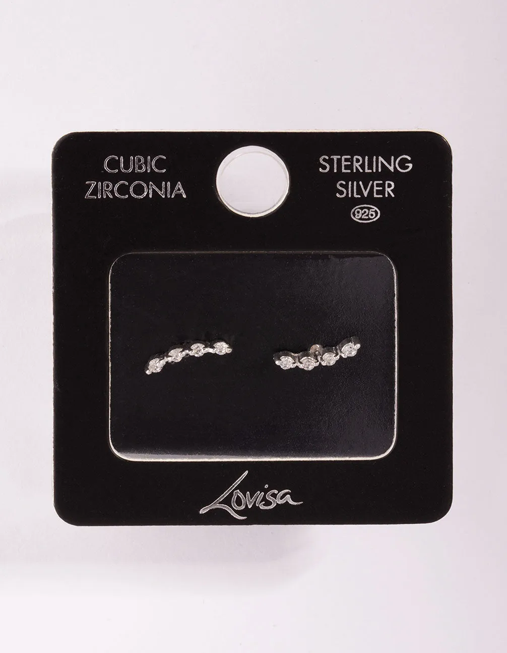 Sterling Silver Cubic Zirconia Crawler 4 Stone Earrings