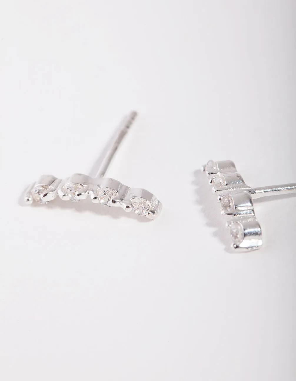 Sterling Silver Cubic Zirconia Crawler 4 Stone Earrings