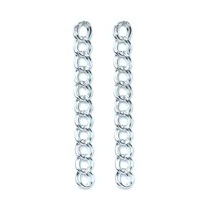 Sterling Silver Curb Chain Drop Earrings