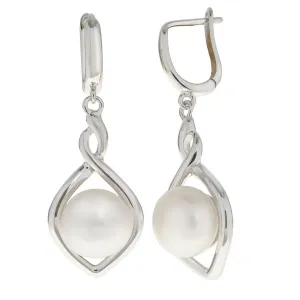 Sterling Silver Freshwater Drop Button Earrings