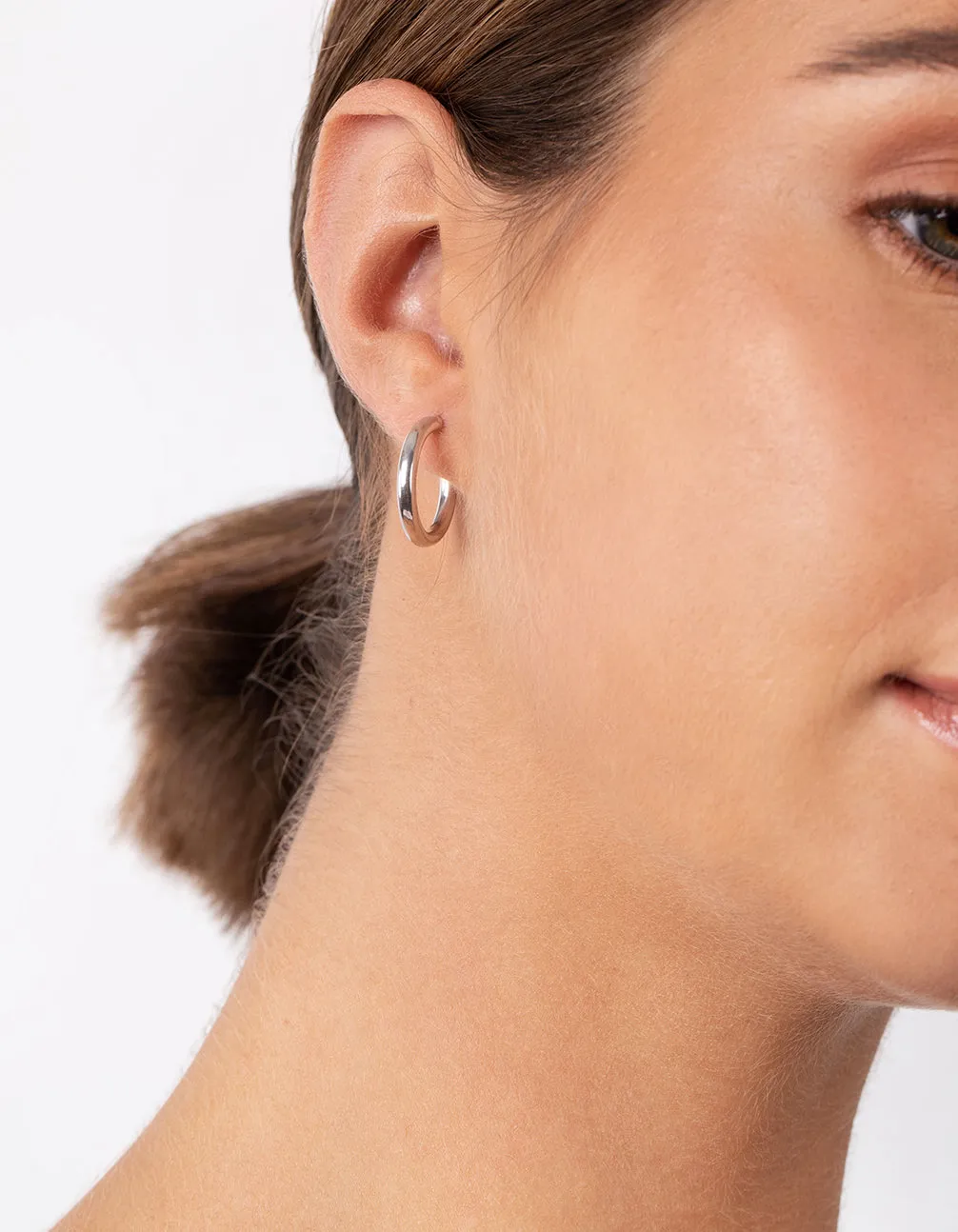 Sterling Silver Thick Open Hoop Earrings