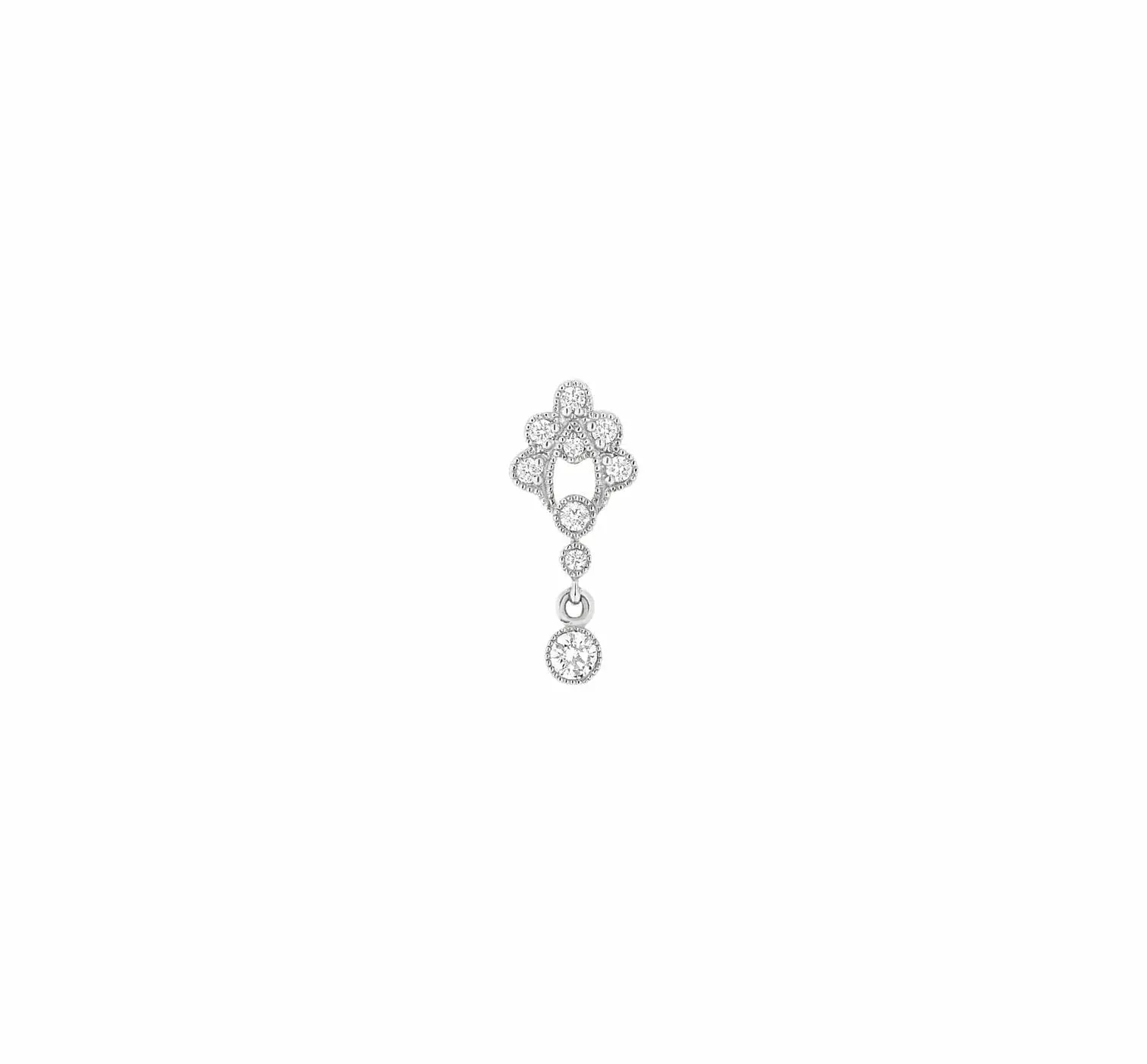 Stone Victoria Boucle d'oreille Bouton or Blanc Diamants