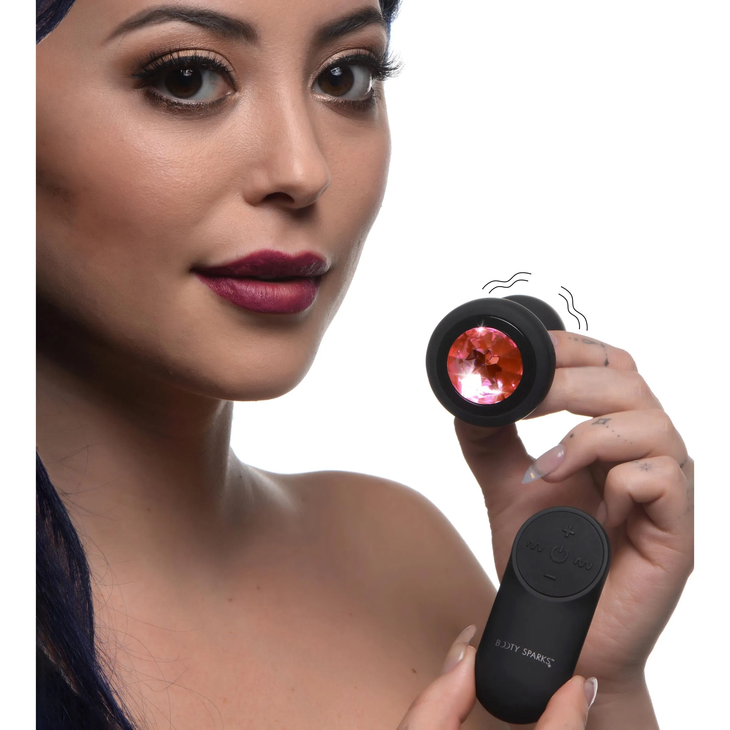 Vibrating Pink Gem Anal Plug - Small