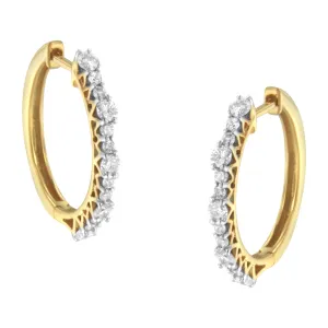Yellow Gold Plated Sterling Silver Diamond Hoop Earrings (1 cttw, J-K Color, I2-I3 Clarity)
